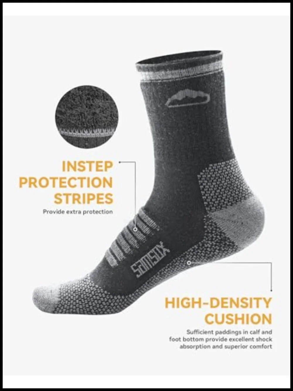 Merino Wool Hiking Socks, Lightweight 3/4 Crew, Moisture Wicking, Men & Women